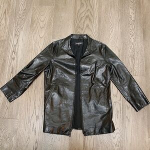 Emanuel Ungaro Leather Fitted Zip Jacket Black Size 6
